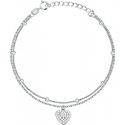 La Petite Story Dvojitý stříbrný náramek Třpytivé srdce Silver LPS05AWV79