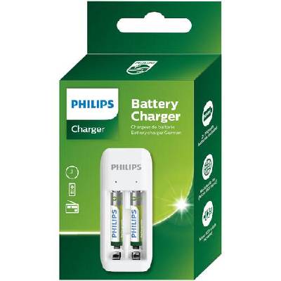 2-slots basic charger with 2 x 700mAh AAA RTU batteries Recharges 1 or 2 pcs of AA/AAA NiMH rechargeable battery (SCB2070NB/00)