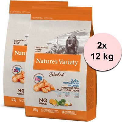 Nature's Variety Dog Original No Grain Medium Salmon 2 x 12 kg