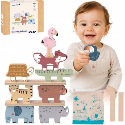 Tooky Toy zvíře na zvíře balanční hra