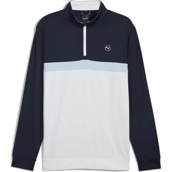 PUMA Pure Colour Block Golf Quarter Zip Mens - Dp Nvy/Wht Glw