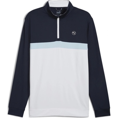 PUMA Pure Colour Block Golf Quarter Zip Mens - Dp Nvy/Wht Glw