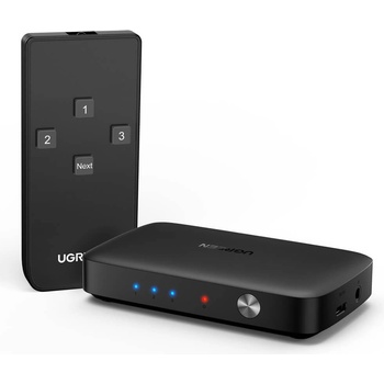UGREEN 3-портов HDMI превключвател за компютри и монитори с дистанционно - Ugreen 3-Port HDMI 4K 30Hz Switch Box (черен) (80125 (CM332))
