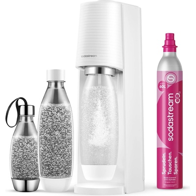 SodaStream water soda maker Terra White Value Pack x 3 with 2 x 1L bottles and 1 x 1/2L bottle dishwasher safe and 1 x CO2 Quick Connect cylinder for up to 60L - 2270213