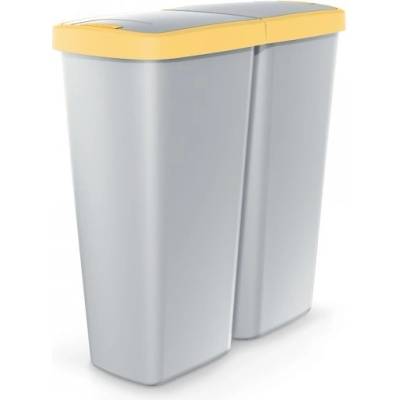 Rauman Odpadkový kôš DUO sivý, 50 l žltá / sivá