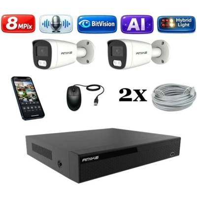 Amiko IP 2 kamerový set 4K Ultra HD 8Mpix Ai Dl Tube 1801K2