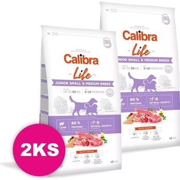 Calibra Dog Life Junior Small & Medium Breed Lamb 2 x 12 kg