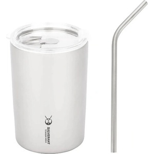SilverAnt Dvojstenný titánový hrnček so slamkou 400 ml (SATICM400BR)
