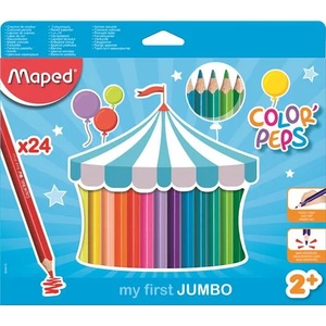 Maped Комплект цветни моливи, триъгълни, дебели, MAPED "Jumbo", 24 различни цвята 834013FC (834013FC)
