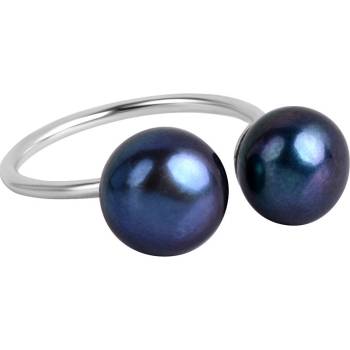 JwL Luxury Pearls strieborný prsteň s modrou dvojperlou JL0433