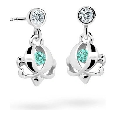 Danfil dětské náušnice C2218 z bílého zlata s kamínkem Mint Green zapínání balónek