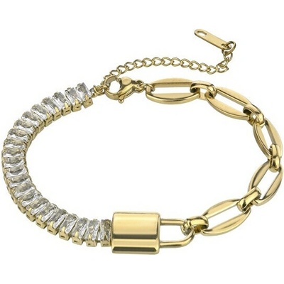 Marc Malone Pozlacený náramek se zirkony Jacqueline White Bracelet MCB24037G