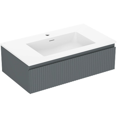 Mexen Rivel шкаф за баня 80 см с мивка Otis, 1 чекмедже, набраздена, графит мат/бяла мат - 91A20-08023-1-BF66-W18M01 (91A20-08023-1-BF66-W18M01)