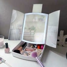 Miror S LED osvetlením Skladacie kozmetické zrkadlo