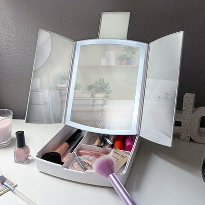 Miror S LED osvetlením Skladacie kozmetické zrkadlo