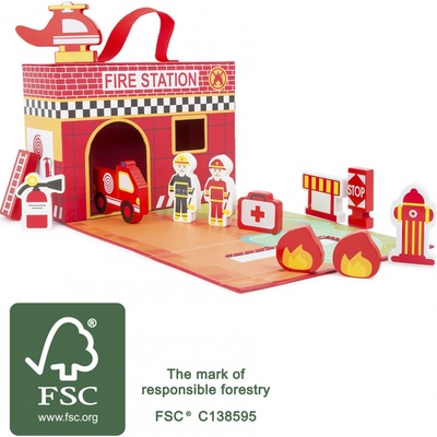 Small Foot drevená hasičská stanica v kufríku