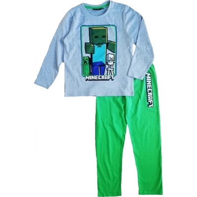 Dětské pyžamo Minecraft šedé zelené