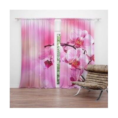 Sablio Závěsy Květy orchideje: 2 ks - 140x250 cm - Sablio