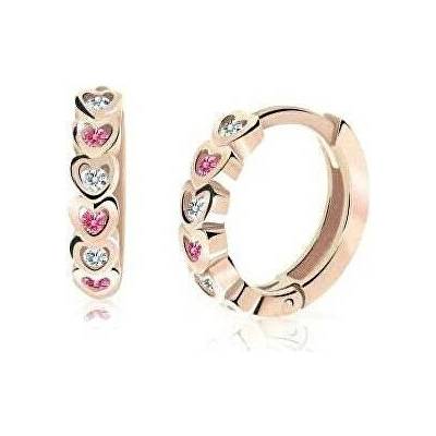 Cutie Jewellery dětské kruhové náušnice z růžového zlata C3339-80-X-4 fuchsiová