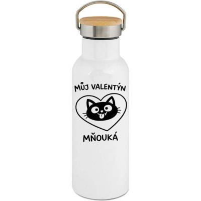 123TRIKO termoska Můj Valentýn mňouká, černý potisk 500 ml vtipné