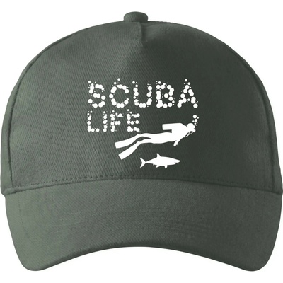 Scuba life so zahnutým šiltom a mosaznou sponou Tm. bridlica šedozelená