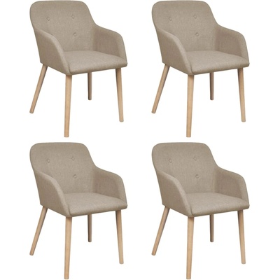 vidaXL Трапезни столове, 4 бр, бежов плат и дъбова дървесина масив (270570)