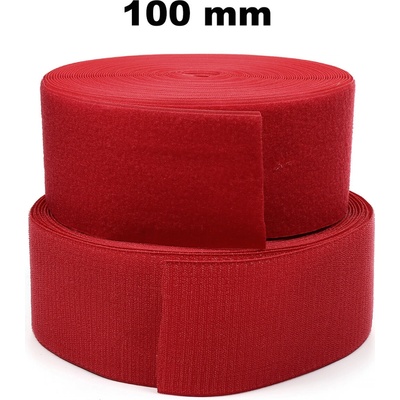 Pásek na suchý zip našívací Háček a Smyčka set Červený 100 mm x 25 bm