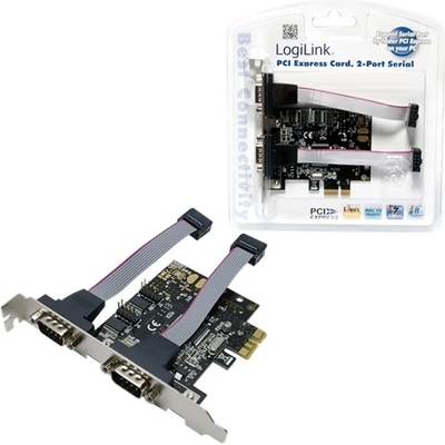 LogiLink Контролер LogiLink PC0031, от PCIe x1(м) към 2x Serial(RS232)(м) (PC0031)