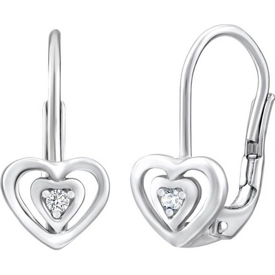 SILVEGO Srdiečkové strieborné náušnice so zirkónmi Swarovski70536Z