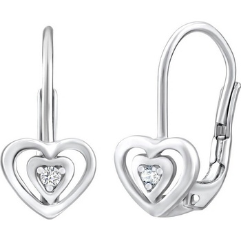 SILVEGO Srdiečkové strieborné náušnice so zirkónmi Swarovski70536Z