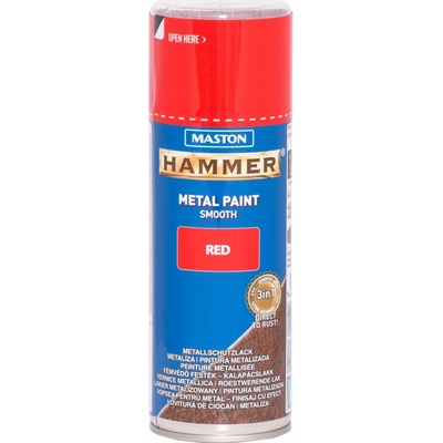 MASTON HAMMER 3 v 1, priamo na hrdzu 400 ml, Hladký lesklý efekt Červená