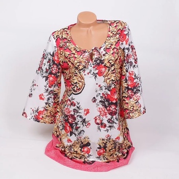 Image 1 of Плажна рокля в бяло и червено с рози