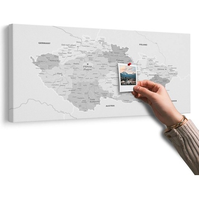 Obraz na korku elegantní šedá mapa Česka - 120x60 color mix