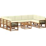 vidaXL Комплект дивани за открито 10 бр. Натурален и Крема (3385551)