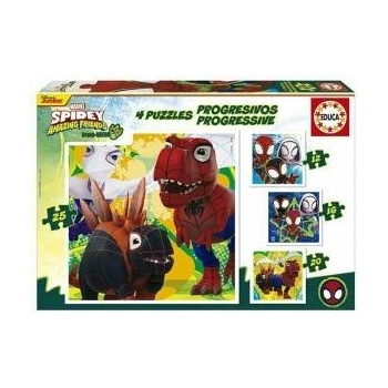 Educa Комплект от 4 Пъзела Educa Dino Spidey 12 Части 16 Части 20 Части 25 Части (4 броя)