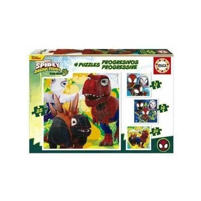 Educa Комплект от 4 Пъзела Educa Dino Spidey 12 Части 16 Части 20 Части 25 Части (4 броя)