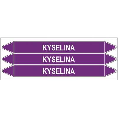 Značení potrubí, kyselina,3 ks, 355 × 37 mm PZ 006986