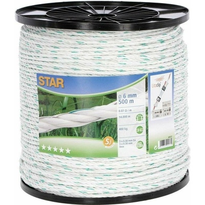 Lanko pro elektrický ohradník STAR 500 m 6 mm bílo-zelená