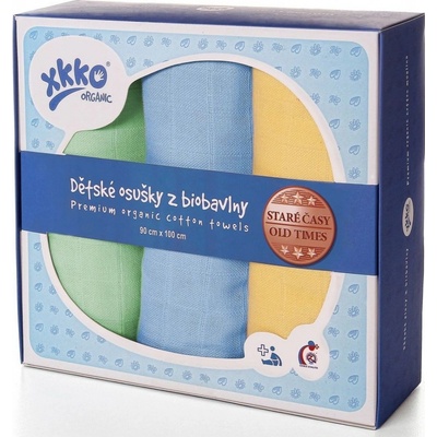 Kikko tetra osuška z biobavlny XKKO Organic 90x100cm Staré časy Pastels barevné 1ks