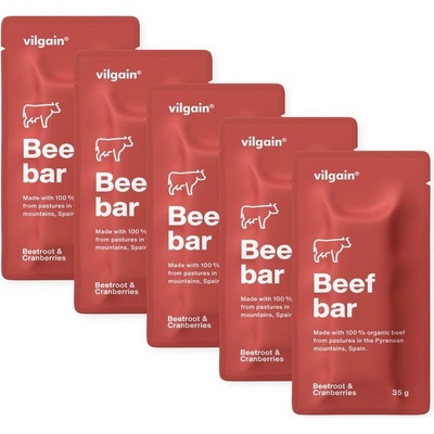 Vilgain Beef Bar BIO brusinky s řepou 5 x 35 g