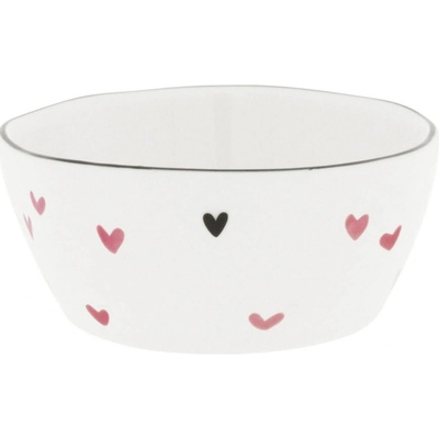 Bastion Collections Keramická miska White Pink Print Proužky růžová 80 ml