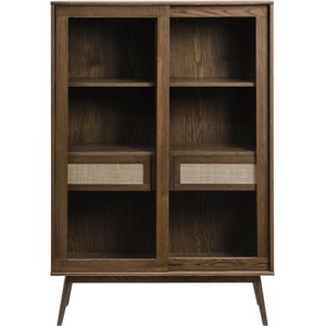 Unique Furniture Тъмнокафява витрина от декор от дъб с плъзгащи се врати 110x160 cm Barrali - Unique Furniture (46722931)