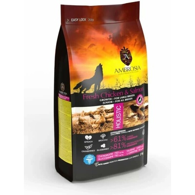 Ambrosia Fresh Chicken & Salmon junior growth large breeds 2 kg