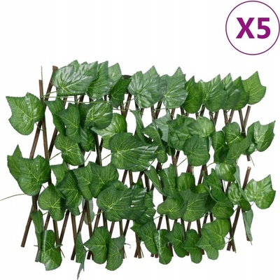 vidaXL Treláže umělé listy vinné révy roztahovací zelené 5ks 180x20 cm
