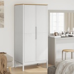 vidaXL Гардероб FLORO, бял, 77x53x171 см, бор масив (374006)