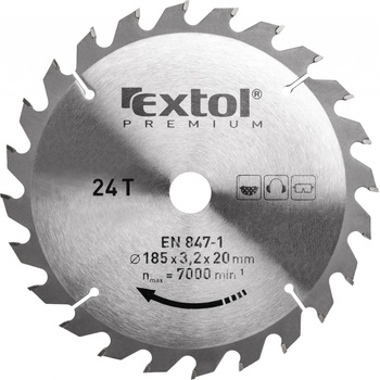 EXTOL PREMIUM Kotouč pilový s SK plátky, O 185x3,0x20mm, 24T (8803225)