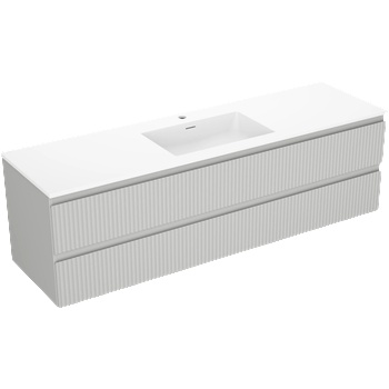 Mexen Rivel шкаф за баня 160 см с мивка Otis, 2 чекмеджета, оребрена, сив мат/бял (91A20-16047-2-BFF62-W18M01)