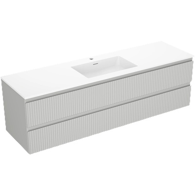 Mexen Rivel шкаф за баня 160 см с мивка Otis, 2 чекмеджета, оребрена, сив мат/бял (91A20-16047-2-BFF62-W18M01)