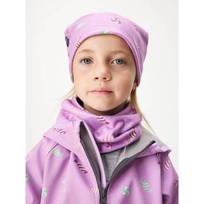 unuo Dětská čepice fleecová Basic, Lila, Bonbony