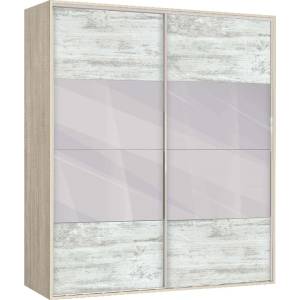 Bogdan Furniture G Двукрилен гардероб с плъзгащи врати Мебели Богдан Модел bm-ava 51, кристал със сонома